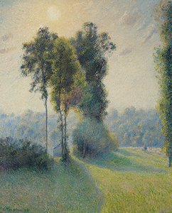 Landschap bij Saint-Charles, nabij Gisors bij zonsondergang. 1891 door Camille Jacob Pissarro