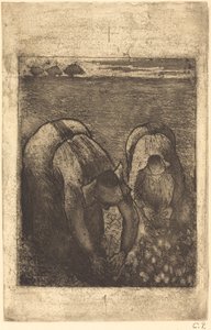 Boeren in een Bonenveld door Camille Pissarro