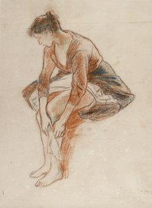 Studie van een jonge vrouw die haar benen wast, c. 1894
