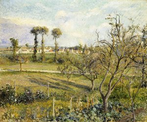 Zonsondergang bij Valhermeil, nabij Pontoise door Camille Jacob Pissarro