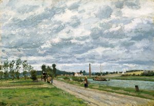 De oevers van de Oise bij Pontoise door Camille Pissarro
