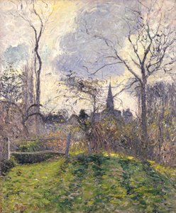 De klokkentoren van Bazincourt door Camille Pissarro