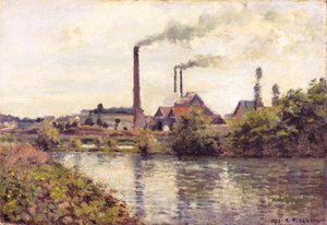 De fabriek in Pontoise door Camille Pissarro