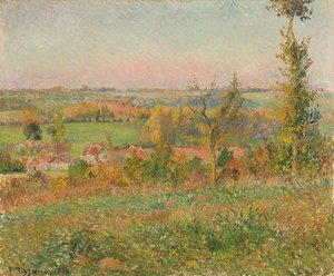 De heuvels van Thierceville gezien vanaf de landweg, omgeving van Eragny, 1884 door Camille Jacob Pissarro