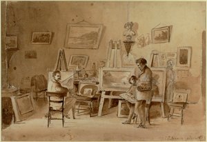 Het atelier van de kunstenaar, Caracas, Venezuela Schets ... door Camille Pissarro