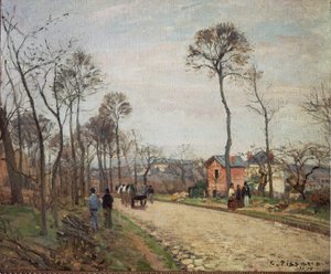 De weg naar Louveciennes - 1870 door Camille Jacob Pissarro