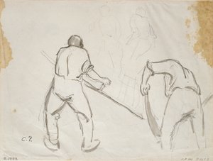 Drie studies van een mannelijke oogster, c1870s