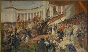 De patriottische viering van de vijftigste verjaardag van de Belgische onafhankelijkheid door Camille Van Camp