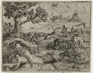 Landschap met bewolkte hemel door Camillo Berlinghieri