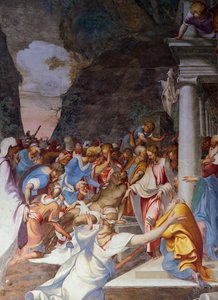 Opstanding van Lazarus, fresco door Camillo Boccaccino, Kerk van Sint Sigismondo, Cremona, Lombardije, Italië door Camillo Boccaccino