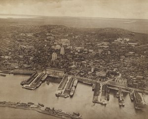 Algemeen zicht op Montreal, kijkend naar het noorden (z/w foto) door Canadian Photographer