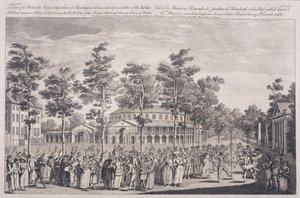 Zicht op de Rotunda, Ranelagh House, op een bal ter viering van de verjaardag van ZKH, de Prins van Wales, 24 mei 1751, gegraveerd door Parr door Canaleti