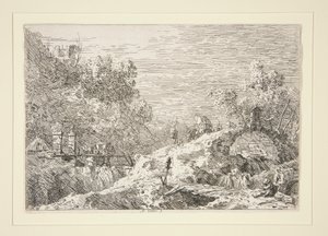 Berglandschap met vijf bruggen, uit de serie Vedute (Gezichten)