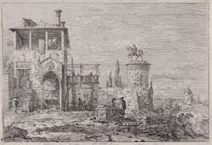 Het ruitermonument, uit de serie Vedute door Canaletto (Giovanni Antonio Canal)