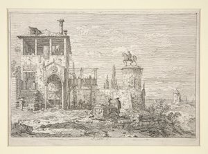 Het Ruitermonument, uit de serie Vedute door Canaletto (Giovanni Antonio Canal)
