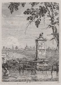 Het kleine monument, uit de serie Vedute (Gezichten) door Canaletto (Giovanni Antonio Canal)
