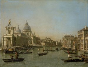 Ingang van het Canal Grande bij de Punta della Dogana en Santa Maria della Salute