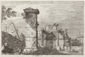 Landschap met Verwoeste Monumenten [rechts] door Canaletto