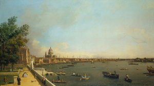 Londen. De Theems vanaf Somerset House Terrace richting de Stad, ca 1751 door Giovanni Antonio Canal