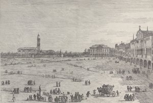 Prà della Valle: de rechterhelft van het plein van Prà della Valle in Padua, met de Col..., 1735-46