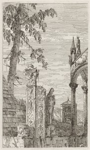 Het Graf van de Bisschop [midden] door Canaletto