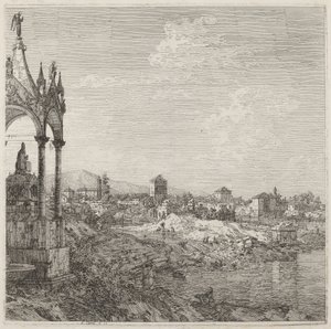 Uitzicht op een Stad met een Bisschopsgraf