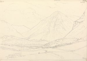 Grasmoor vanaf de westelijke basis van Mellbreak, 2 augustus 1835 door Capt. Thomas Hastings