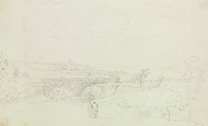 Geschetst Landschap met Kasteel in de Verte door Capt. Thomas Hastings