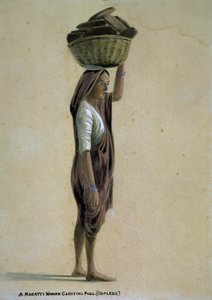 Een Mahratta-vrouw die brandstof draagt, India door Captain Cornelius Francis James