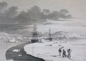 Snijden in Winter Island, oktober 1821, uit Journal of a Second Voyage for the Discovery of a North West Passage door Captain George Francis Lyon