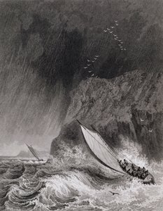 De boten bij Walden Island in een sneeuwstorm, 12 augustus 1827, uit Journal of a Third Voyage for the Discovery of a North West Passage door Captain George Francis Lyon