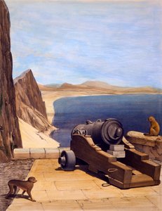 De Middellandse Zee Batterij, Gibraltar, prent gemaakt door TC Dibdin, uit Select Views of the Rock and Fortress of Gibraltar, gepubliceerd 1846