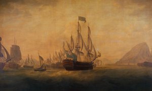 De verlichting van Gibraltar door admiraal Lord Howe door Captain William Elliott