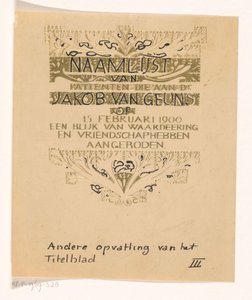Huldeblijk an Jacob van Geuns door Carel Adolph Lion Cachet