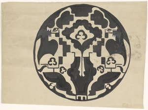 Ontwerp voor een bord met twee gestileerde dieren door Carel Adolph Lion Cachet