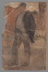Staande man met stijve pet door Carel Adolph Lion Cachet