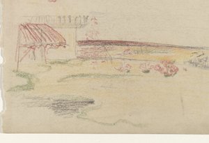 Tuin achter een huis met een luifel door Carel Adolph Lion Cachet