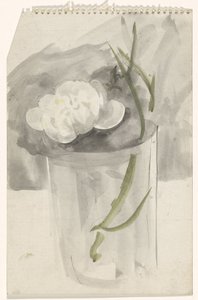 Witte bloem in een glas door Carel Adolph Lion Cachet