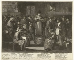 Spotprent op de Engelse Quakers, ca. 1656 door Carel Allard