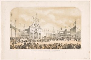 Koning Willem III legt de eerste steen voor het monument ter herinnering aan de bevrijding van de Fransen