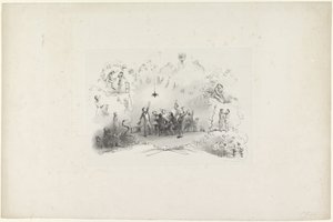 Spotprent uit Leidse studentenalmanak, 1849 door Carel Christiaan Antony Last