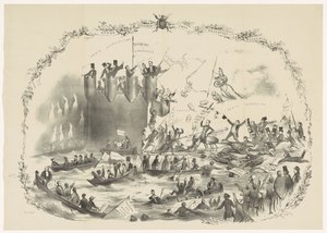 Spotprent op de plannen van Thorbecke om de Utrechtse Hogeschool op te heffen, 1863