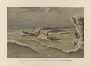 Schip de Willem III bij de opening van het Noordzeekanaal, 1876 door Carel Lodewijk Dake