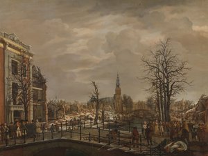 Het Rapenburg, Leiden, drie dagen na de explosie van een kruitschip op 12 januari 1807