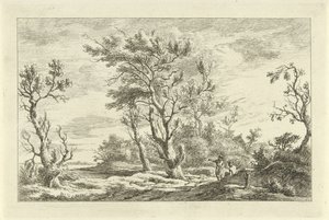 Reizigers in een landschap door Carel Lodewijk Hansen