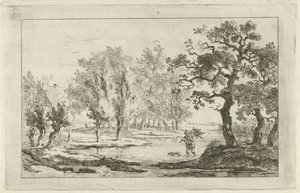 Rivierlandschap met een houtsprokkelaar