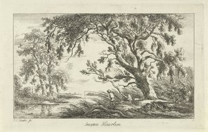 Visser in een rivierlandschap door Carel Lodewijk Hansen
