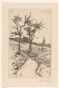 Duinlandschap met kerktoren van Katwijk door Carel Nicolaas Storm van 
