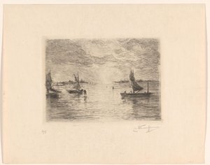 Lagune bij zonsondergang door Carel Nicolaas Storm van 