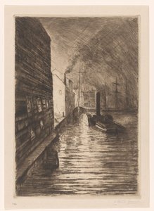 Scheepswerf in Vlissingen bij avond door Carel Nicolaas Storm van 